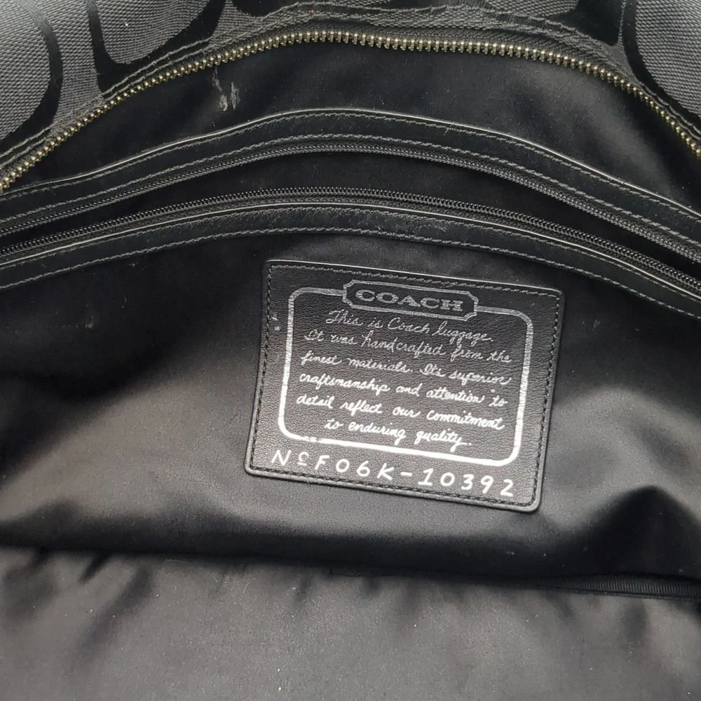 Coach Logo 2 Way Tote Bag duffel Charm Canvas LeatherF06K- 10392 - Picture 14 of 16